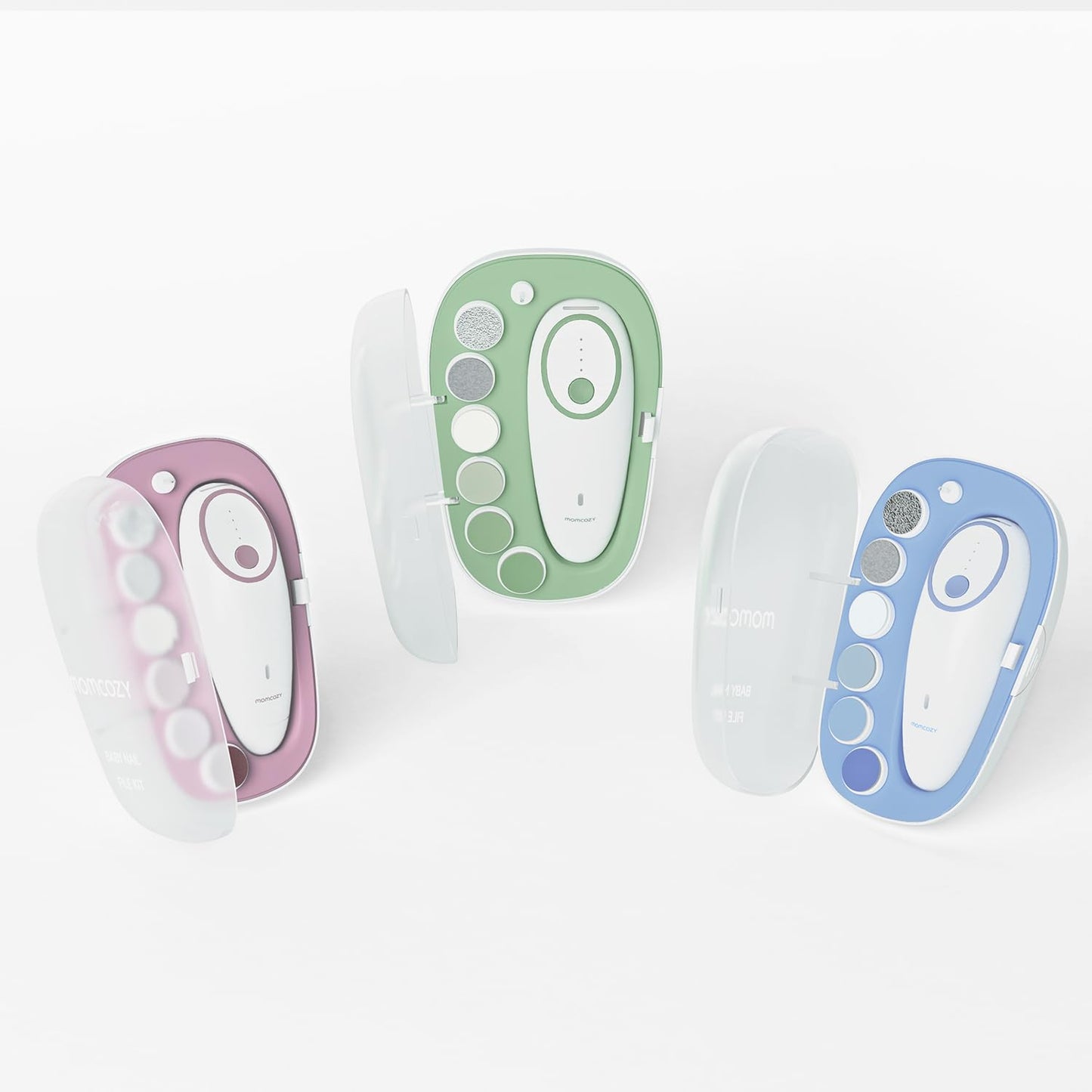 Baby Nail File Electric, Gentle Baby Nail Trimmer Electric, Baby Nail Clipper with Night Light, 7 Grinding Head Replacement Pads, Green