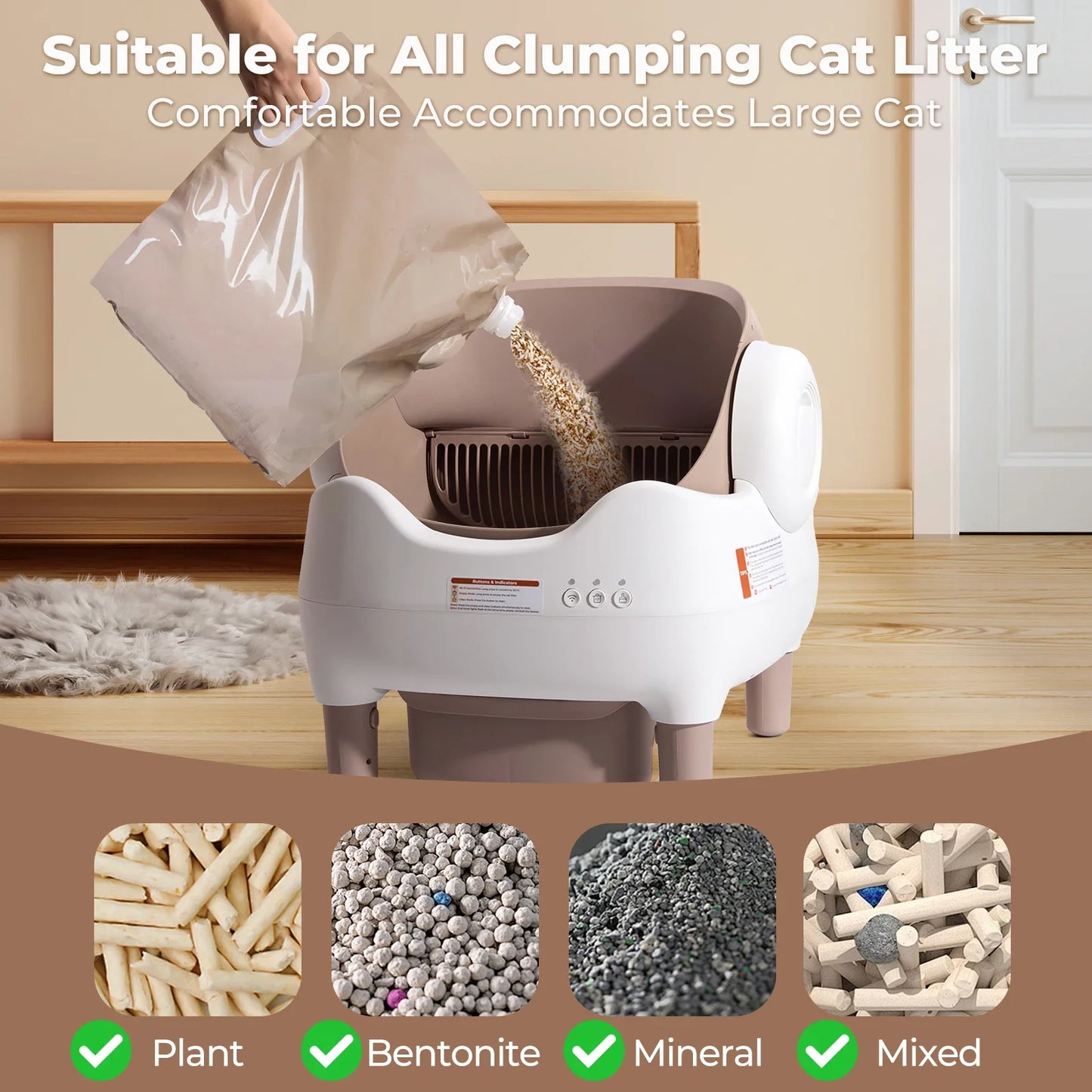 Lunapurr Self Cleaning Cat Litter Box Automatic With App Control Odor Free For Multi Cats
