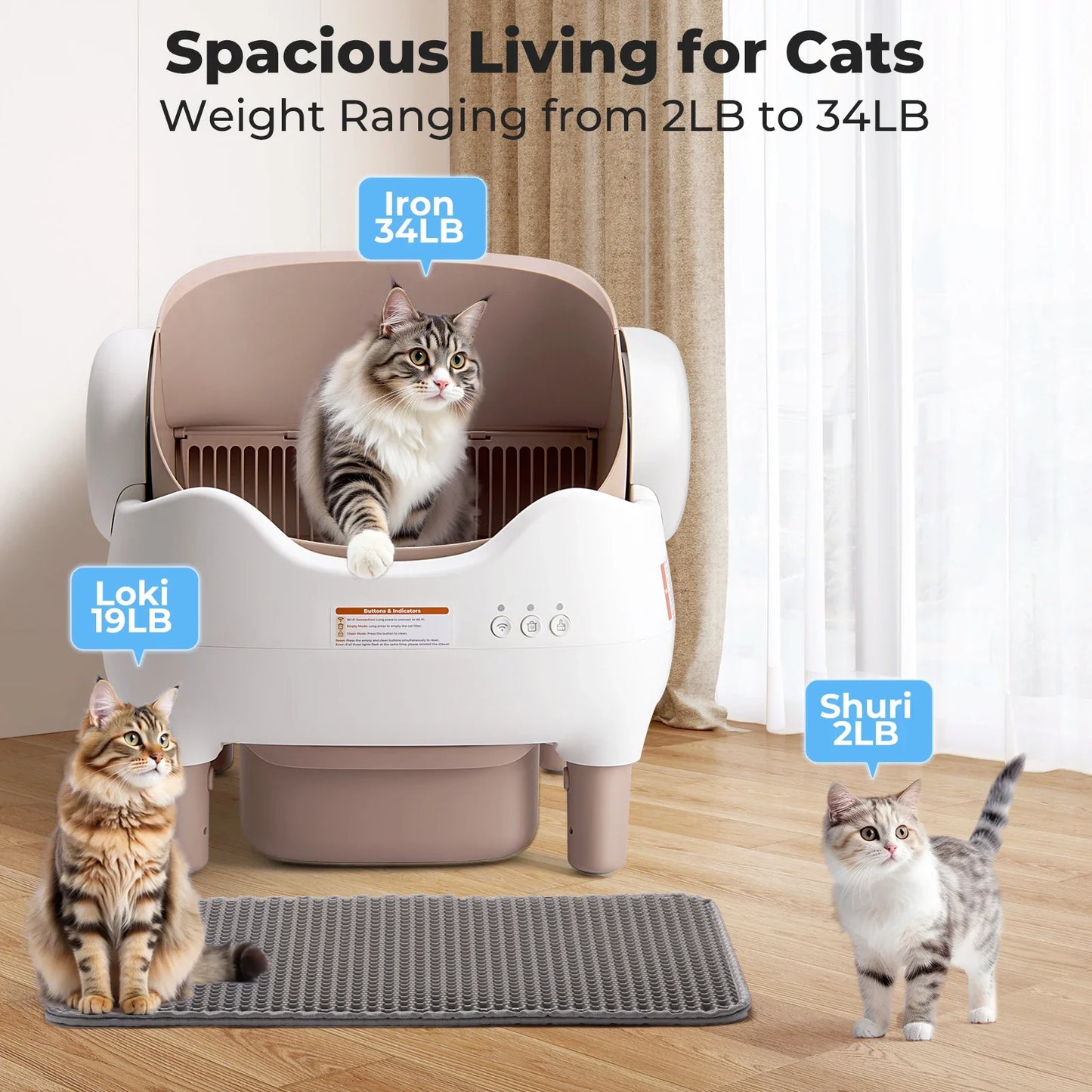 Lunapurr Self Cleaning Cat Litter Box Automatic With App Control Odor Free For Multi Cats