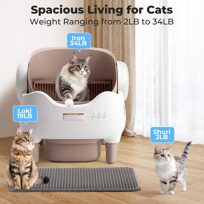 Lunapurr Self Cleaning Cat Litter Box Automatic With App Control Odor Free For Multi Cats